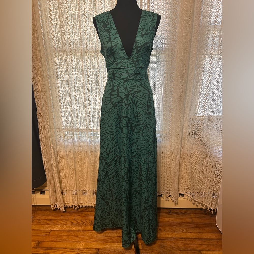 Chic Teal Patterned Maxi Dress